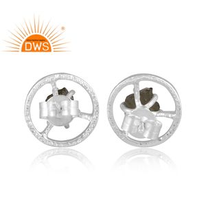 Pendiente de tuerca de piedras preciosas de moldavita Natural de plata de ley fina superventas, joyería personalizada para mujer, regalo para ella - Product Image 4