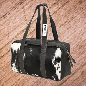 Mini sac de voyage en cuir de vachette fait à la main avec dos en cuir rétréci pleine fleur léger facile à transporter - Product Image 5