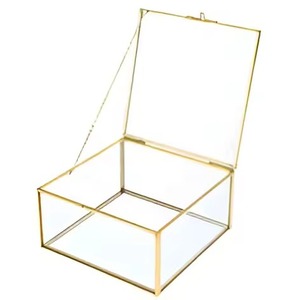 Boîte à bijoux haut de gamme, magnifique design en verre, boîte à bijoux artisanale, classique, plaquée or - Product Image 5