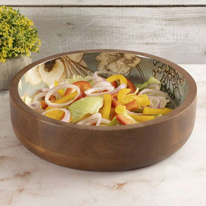 Cuenco impreso de madera de calidad antigua para ensaladera de frutas Cuenco de madera de acacia Producto de Venta caliente para Hotel en casa con diseño personalizado - Product Image 6
