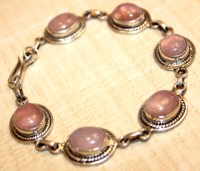 Bracelet en argent sterling 925 avec quartz rose, perles ovales en cristal, fait main, style bohème classique, bijoux artisanaux, cadeau pour femme