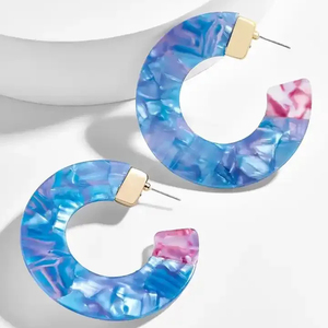 Luxury Best Quality <b>Resin</b> Acrylic Statement Pendant Customized Colorful India Pearl Main <b>Stone</b> Drop Earrings Fashion Accessories - Product Image 1