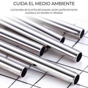 Cannucce Riutilizzabili Ecologiche in Acciaio Inossidabile da 21 cm con Spazzola per la Pulizia, Set 1 Spazzola e 2 Cannucce - Product Image 5