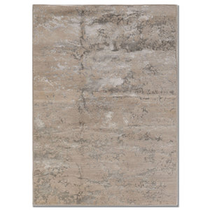 Alfombra Kavi Gris y Negra Anudada a Mano de Lana y Seda de Bambú, Diseño Teoría del Caos, Rectángulo Abstracto para el Hogar y Pasillo, Modelo Esk-411(Fr) - Product Image 1