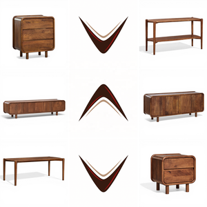 Table de chevet en bois massif GAIA |   AKKU ART EXPORTS Meubles de chambre à coucher Japandi Mid-Century Modern |   Table de chevet organique à 2 tiroirs - Product Image 3