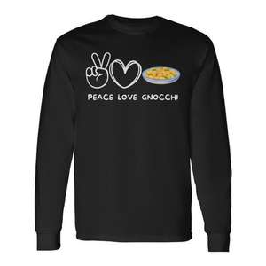 T-shirt a maniche lunghe Peace Love Retro Gnocchi Lover Food per gli appassionati di gnocchi - Product Image 1