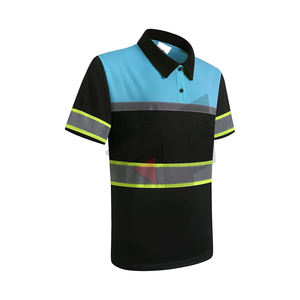 Chemises de travail à manches courtes de sécurité, jaunes et noires, pour hommes, chemises de travail de construction, chemises réfléchissantes - Product Image 4