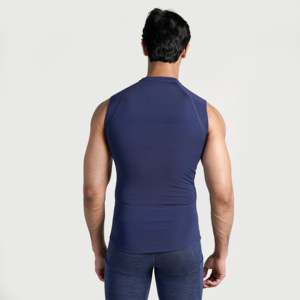 Men's Navy GA Compression Sleeveless Tank <b>Tops</b> - Product Image 2