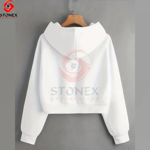 Comfortable Women Winter Hooded Crop <b>Hoodies</b> Wholesale Short Sleeve Length New Arrival Stylish Anti-pilling High Quality - Product Image 2