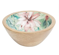 Bol en bois d'acacia de grande taille, poli, écologique, de haute qualité, avec impression émail moderne, fait main, pour servir, mélanger, salade, soupe
