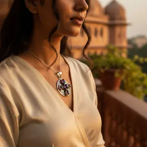 "Handmade Rose Gold 925 Silver <b>Amethyst</b> <b>Pendant</b> Charm for Women" - Product Image 3