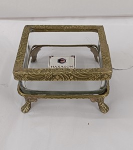 <b>Glass</b> <b>Serving</b> <b>Bowl</b> Brass antique finished Border and Base Round Shape Embossed <b>Glass</b> <b>Bowl</b> for home & Restaurant - Product Image 6
