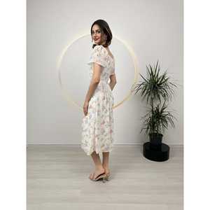 Vestido de Crepé Transpirable 2134 con Cuello Cuadrado, Cintura Natural y Diseño Estampado - Product Image 6