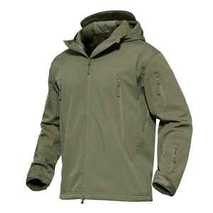 Nueva llegada al aire libre de los hombres con capucha recubierta suave Shell chaqueta impermeable transpirable a prueba de viento Casual de gran tamaño al por mayor - Product Image 3