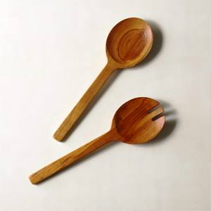 Cucharas para servir de madera de acacia y resina 5 SERVIDOR DE ENSALADA DE MADERA JUEGO DE 2 HECHO A MANO ÚNICO KETCHENWAR - Product Image 2