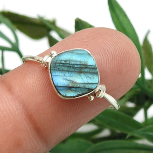 Best Selling New Design 925 Sterling Silver Natural Labradorite Gemstone <b>Cushion</b> Shape <b>Ring</b> for Woman Girls Handmade Jewelry - Product Image 4
