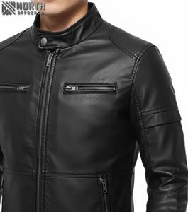 Veste de moto en cuir pour hommes, coupe-vent slim tendance, vente en gros personnalisée et décontractée pour bombardier de la saison d'hiver - Product Image 5