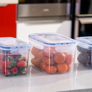 Transparent Airtight BPA-Free Eco-Friendly <b>Plastic</b> Food Storage Container Set Blue Silicone Gasket 3 Locking <b>Lids</b> Kitchen - Product Image 3
