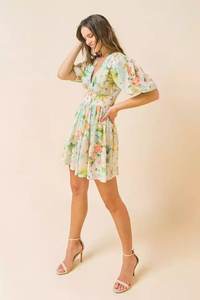 Robe courte à imprimé Floral pour femme, col en V, coupe évasée, décontractée, vêtements de plage, nouvelle collection - Product Image 6