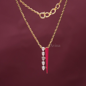 Pendentif en diamant cultivé en laboratoire certifié IGI et émail rouge en or jaune/rose et or blanc 9 carats |   Collier de bijouterie fine de designer moderne - Product Image 3