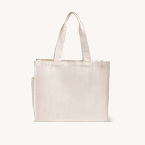 <b>Large</b> 12oz Natural Recycled <b>Canvas</b> <b>Bag</b> with Side Pocket Open Closure and Solid Color Washed Design - Product Image 1