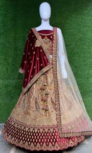 Lehenga Choli de Terciopelo de Seda para Novia - Product Image 2