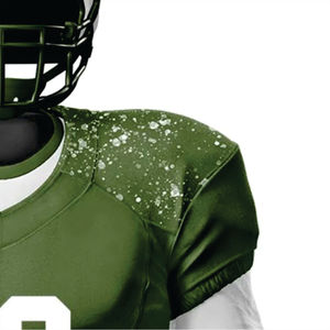 100% poliéster personalizado sublimado uniforme de fútbol americano para hombres transpirable verde aparejos sarga equipo corto Jersey delantero - Product Image 4