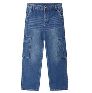 Pantalones Vaqueros de Mezclilla para Hombre, Estilo Casual, Cintura Media, Transpirables, 100% Algodón, Lavado Ácido, Cintura Elástica, Seis Bolsillos Tipo Cargo, Hechos para Invierno, Personalizables OEM - Product Image 4