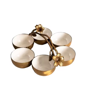 Nouveau bol de service en métal ensemble de trois bols de service décoratifs finis en chrome pour salade collations aux fruits pop-corn et chips servant - Product Image 6