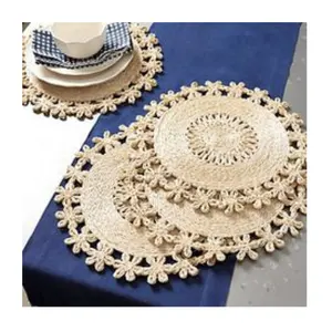 Hot Item Handgemaakt Op Maat Gemaakte Servies Mat Jute Placemat Decoratieve Ronde Gemaakt In Vietnam