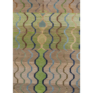 Tapis en laine et soie de bambou noué à la main Manchaha Ivory, motif géométrique, tapis de salon pour la décoration de la maison, pour une utilisation dans le couloir - Les-2653 - Product Image 3