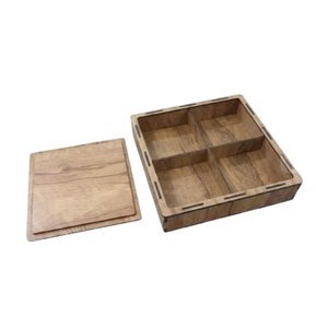 Boîte à collations et fruits secs en bois artisanal, vaisselle de cuisine, couvercle à clip portable, design contemporain - Product Image 3