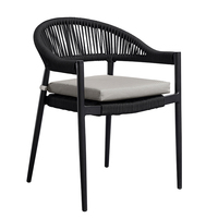 Wasserdichter, umweltfreundlicher, UV-beständiger, stapelbarer, moderner Aluminium-Gartenstuhl mit Armlehnen für den Außenbereich, Bistro, Terrasse, Balkon, Park