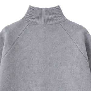 Knitted Zip Up Sweater Grey High Neck Full Zip <b>Cardigan</b> Soft Warm <b>Knit</b> Long Sleeve Casual Streetwear Top - Product Image 4