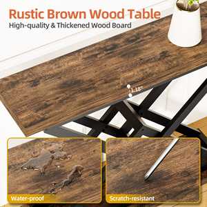 Table <span class=keywords><strong>console</strong></span> étroite industrielle, table de canapé en <span class=keywords><strong>bois</strong></span> brun rustique avec pieds en métal <span class=keywords><strong>noir</strong></span> pour entrée - Product Image 5