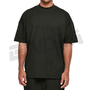 T-shirt ample uni surdimensionné avec conception d'épaule tombante pour hommes vêtements de plein air décontractés en coton doux à manches courtes coupe décontractée été - Product Image 4