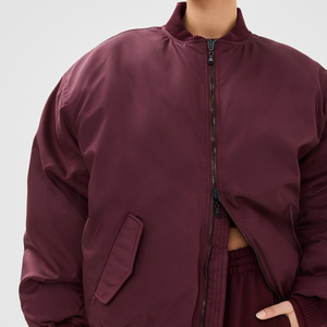 Vente en gros de vêtements pour femmes bombardier avec fermeture éclair veste en satin d'hiver meilleure qualité bombardier en satin pour femmes pour vêtements de ville - Product Image 3