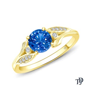 แหวนทอง 14K ประดับเพชรและไพลินสีน้ำเงิน - Product Image 2