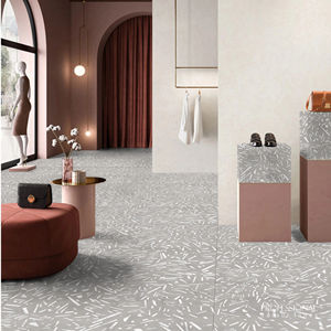 Azulejos de Porcelana Esmaltada con Acabado Tallado y Diseño de Terrazo Gris Escarchado - Product Image 1