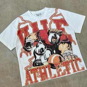 Logotipos personalizados de alta calidad Retro Punk estilo Hip Hop estampado gráfico camiseta suelta para hombres y mujeres nuevo cuello redondo 100% algodón corto - Product Image 2