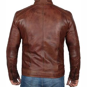 Chaqueta de moto de cuero genuino para hombre, chaqueta transpirable impermeable con cuello para hombre, última moda 2025 - Product Image 2