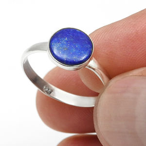 Lapis Lazuli แหวนอัญมนีดีไซน์วินเทจแหวนหรูหราทำมือ925เงินแท้ของขวัญพลอยรักษาสำหรับเธอเป็นจำนวนมาก - Product Image 1