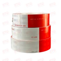 Ruban réflecteur rétro réfléchissant prismatique rouge et blanc DOT C2 auto-adhésif fort ECE 104R autocollants réfléchissants Emark pour véhicule