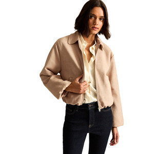 เสื้อแจ็คเก็ตบอมเบอร์แฟชั่นสำหรับผู้หญิง ผ้าแคนวาสน้ำหนักเบา ซิป ระบายอากาศได้ดี ลายพิมพ์ สตรีทแวร์ เสื้อนอก OEM แบรนด์ดิบสั่งทำพิเศษ - Product Image 1