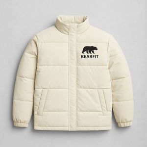 BEARFIT para chaqueta acolchada Unisex blanca soporte a prueba de viento impermeable logotipo frontal personalizado invierno cálido prendas de vestir exteriores ODM suministro - Product Image 1