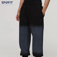 Pantalon de survêtement vintage délavé style streetwear pour homme, coupe régulière, grande taille, en Cordura personnalisé, jambe large, doublure polaire, cordon de serrage