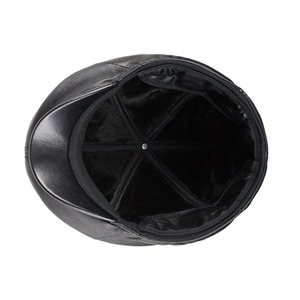 Black Natural Sheepskin Leather Unisex Casual <b>Beret</b> Cabbie Flat <b>Hat</b>-Thick Warm Four Seasons - Product Image 6