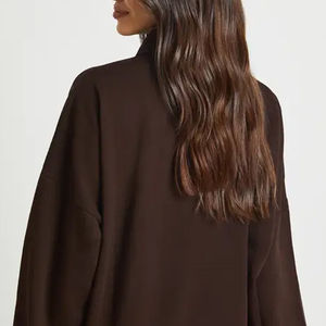 Sweat-shirt en coton pour femmes avec manches longues pour les acheteurs en gros, design de haute qualité avec tissu doux et col rabattu - Product Image 5