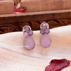 Pendientes de piedras preciosas de tuerca multipatrón, hermosos pendientes, joyería para mujeres y niñas, pendientes oxidados de plata para fiesta de boda - Product Image 2