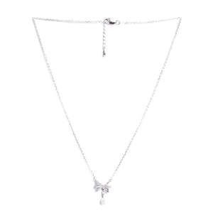 NOVAMART Fine Rhodium Plated Silver Bow <b>Pendant</b> Chain with <b>Emerald</b> Zircon Moissanite or Diamond Stones Wholesale Export - Product Image 4